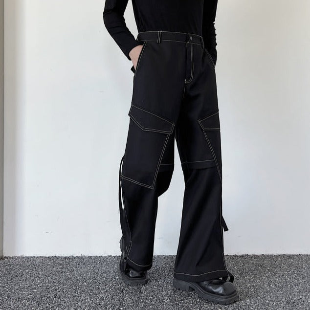 ドローストリング ワイド ブラックパンツ