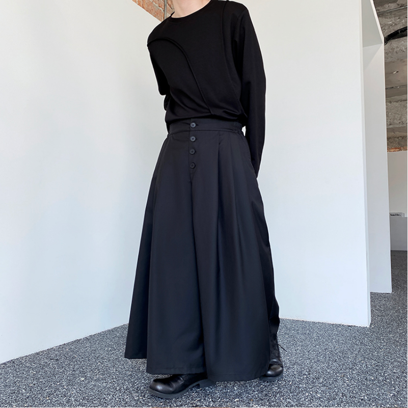 ブラックカラー ユニセックス ワイドパンツ