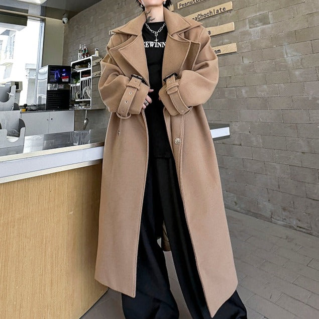 ダブルラペルカラー ロングコート