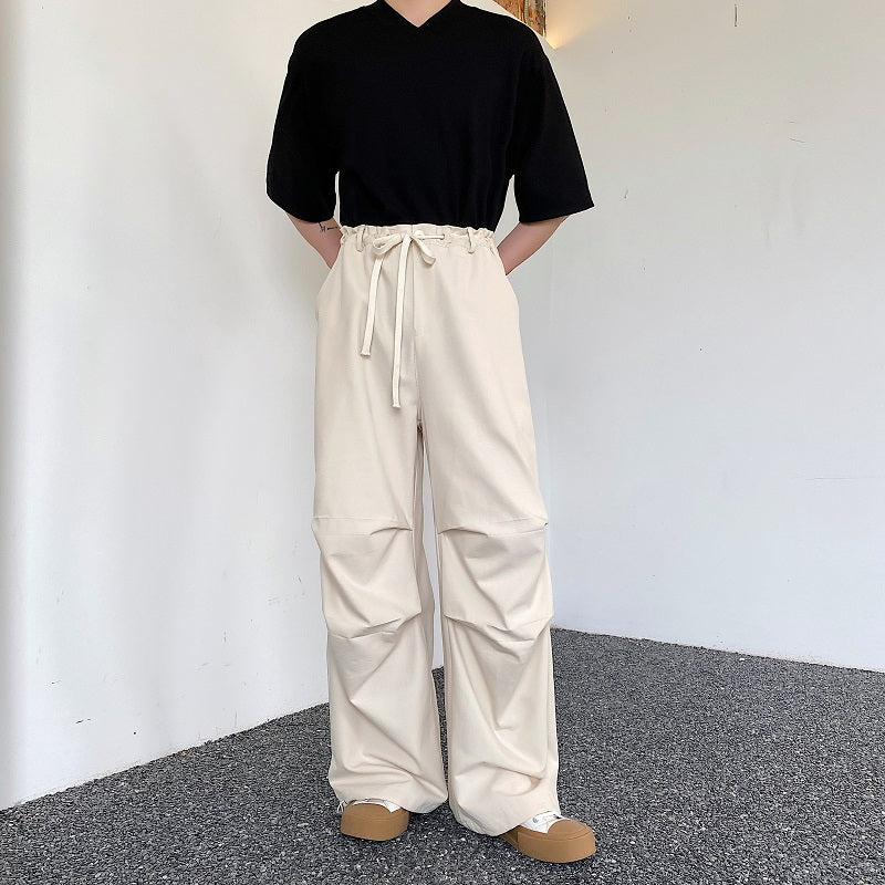 ドローストリング ワイド ストレートパンツ