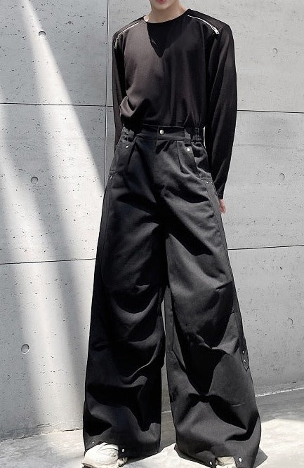 リベットデザイン ルーズ ワイドパンツ