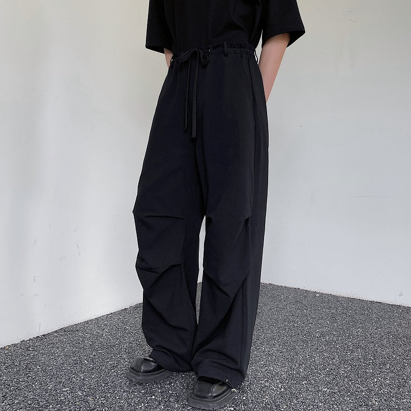 ドローストリング ワイド ストレートパンツ