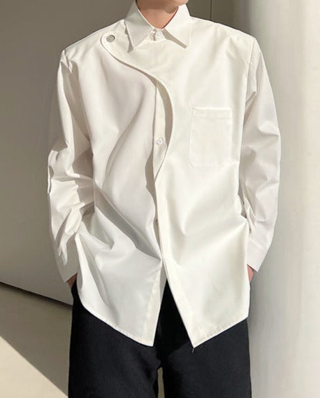 アシンメトリー デザイン ロングスリーブシャツ