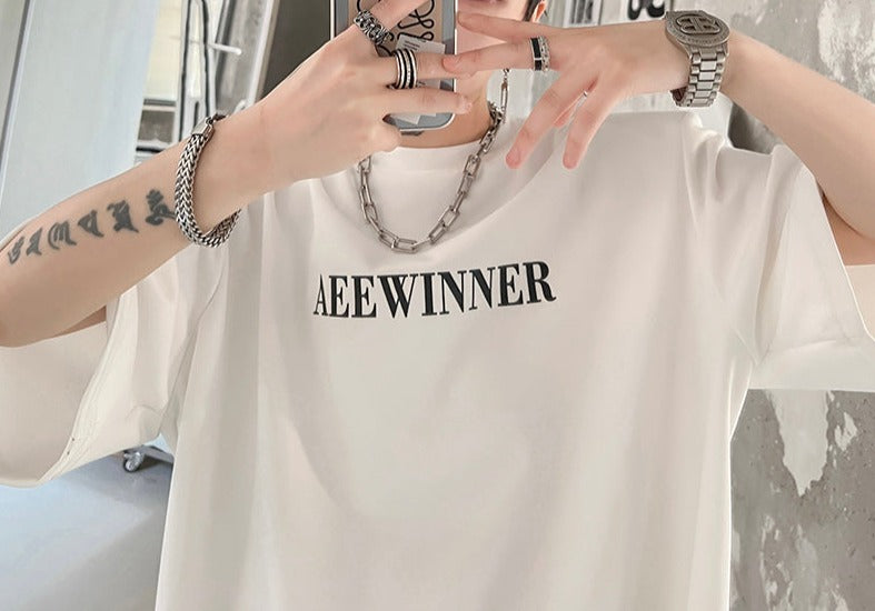 パッドショルダー ラウンドネック Tシャツ