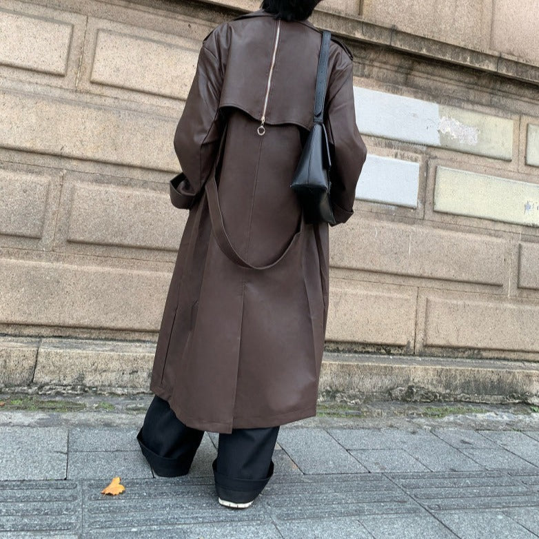 PUレザー ロングコート
