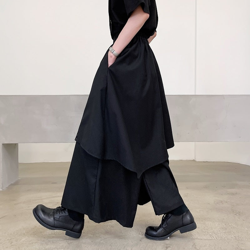 レイヤード ワイドレッグ パンツ