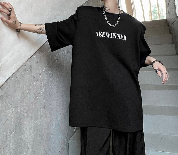 パッドショルダー ラウンドネック Tシャツ