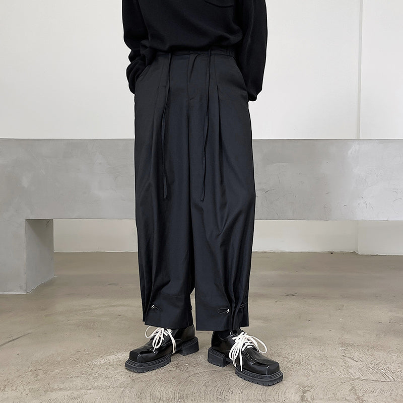 ドローストリング ワイド クロップドパンツ