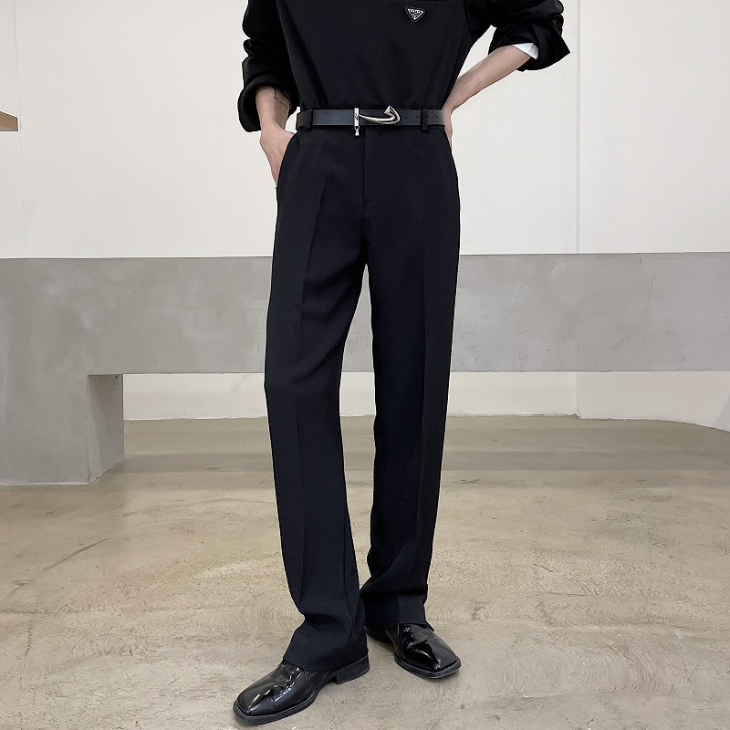 ヘム スリット スリム ストレートパンツ