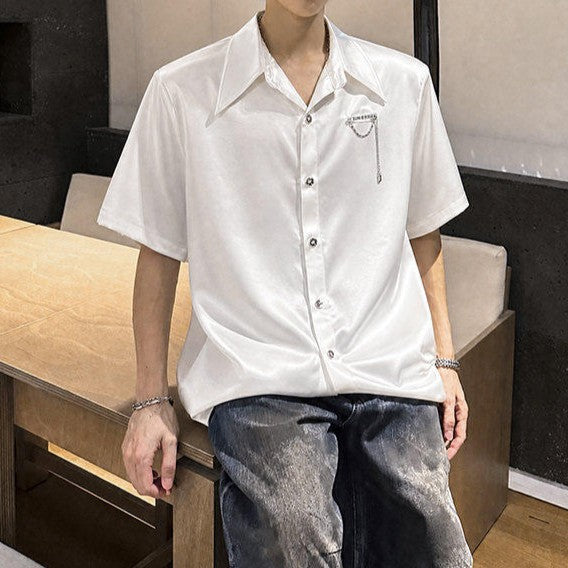 サテンフィニッシュ オーナメント ハーフスリーブシャツ