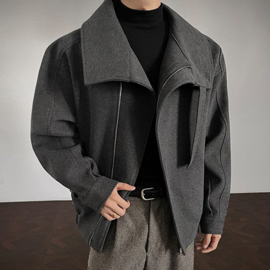 ハイスタンドカラー ウール ショートジャケット