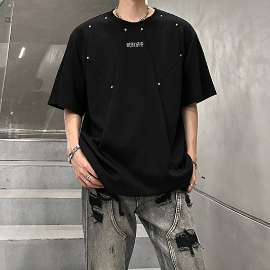 ポイントリベット ラウンドネック ハーフスリーブTシャツ