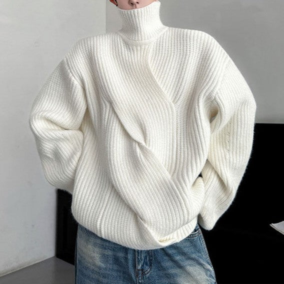 ツイストデザインニット ロングスリーブタートルネック