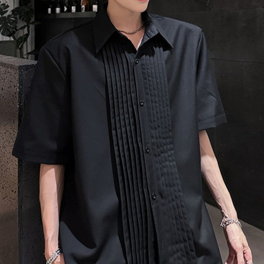 タックシルエット パッドショルダー ハーフスリーブシャツ