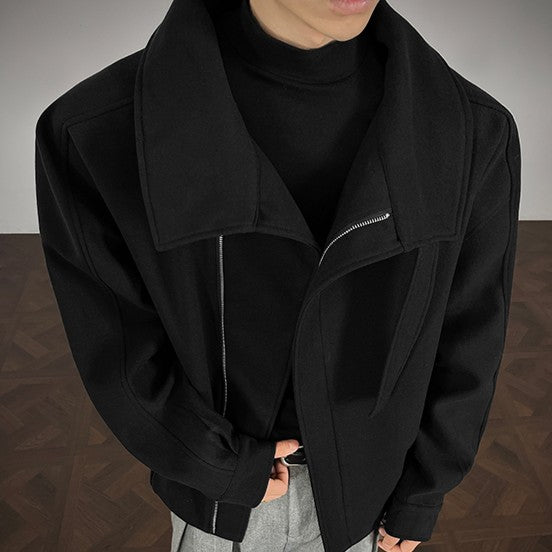 ハイスタンドカラー ウール ショートジャケット