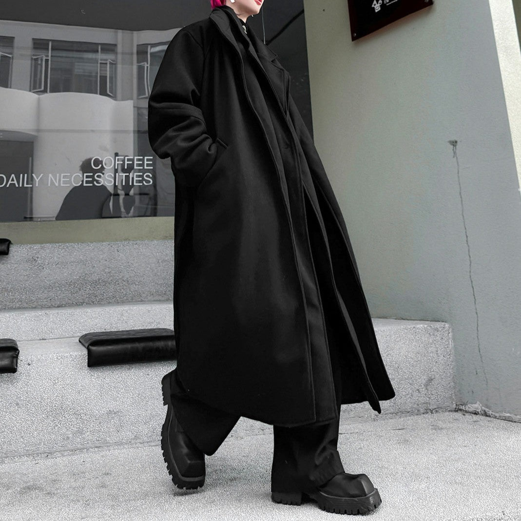 フェイクレイヤード ウールオーバーコート