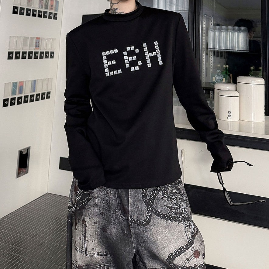 ワードデコレート パッドショルダー ロングスリーブTシャツ