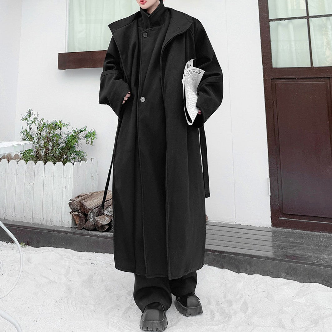 フェイクレイヤード ウールオーバーコート