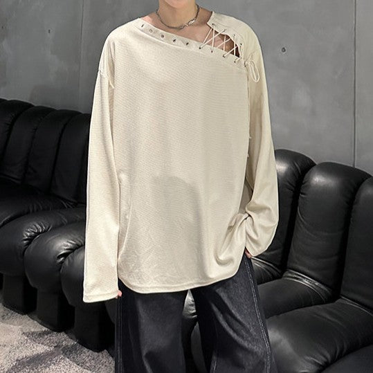 オフショルダータイアップ ロングスリーブTシャツ