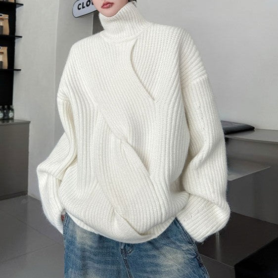 ツイストデザインニット ロングスリーブタートルネック