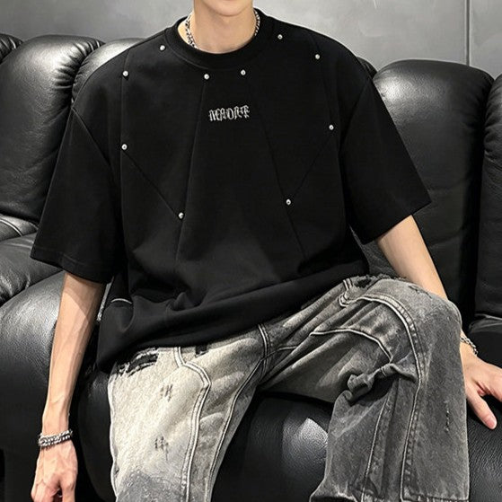 ポイントリベット ラウンドネック ハーフスリーブTシャツ