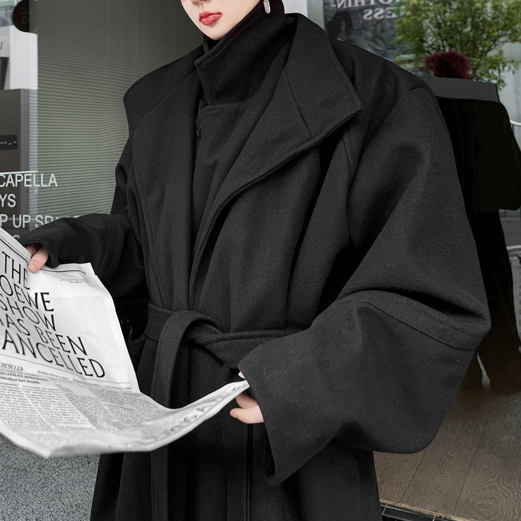 フェイクレイヤード ウールオーバーコート