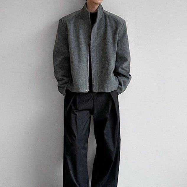 スタンドカラー ウールショートジャケット