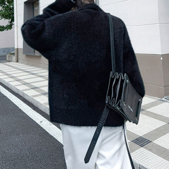 ブラッシュド ボタンニットセーター