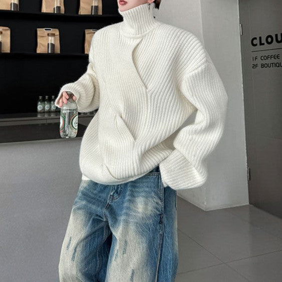 ツイストデザインニット ロングスリーブタートルネック