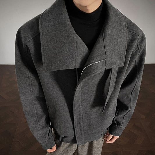 ハイスタンドカラー ウール ショートジャケット