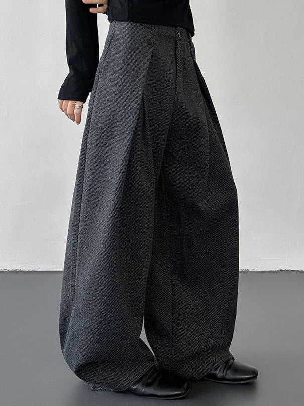 プリーツデザイン ウールワイドパンツ