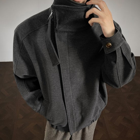 ハイスタンドカラー ウール ショートジャケット
