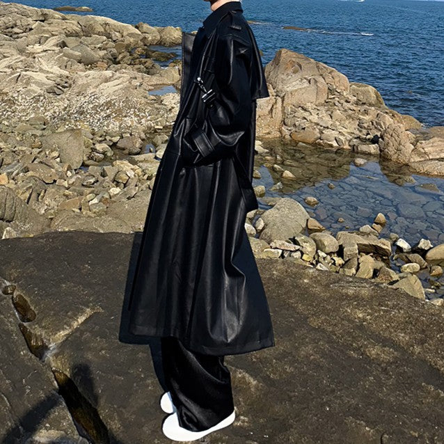 PUレザー ロングコート