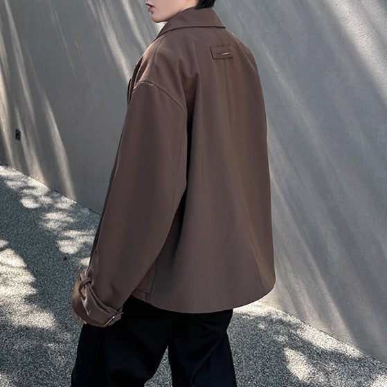 フェイクレイヤード ラージラペル デザインジャケット