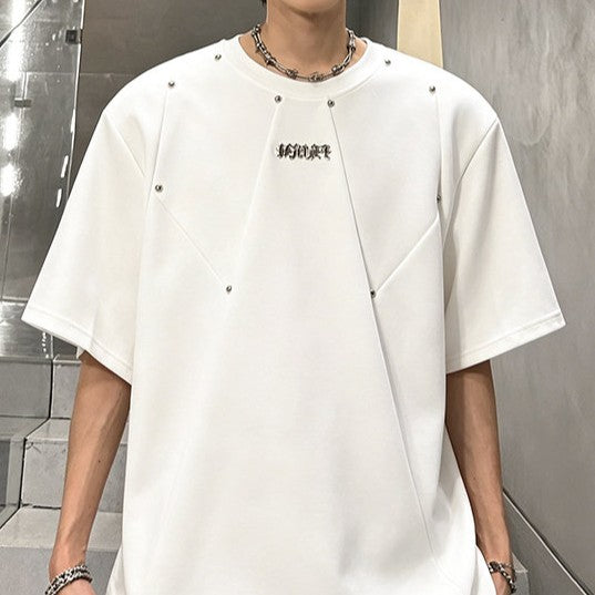 ポイントリベット ラウンドネック ハーフスリーブTシャツ