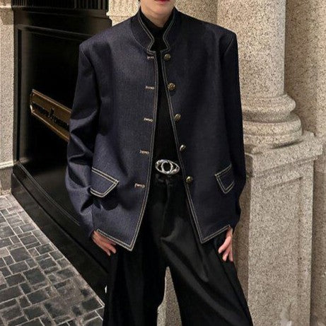 スタンドカラー デニムショートジャケット