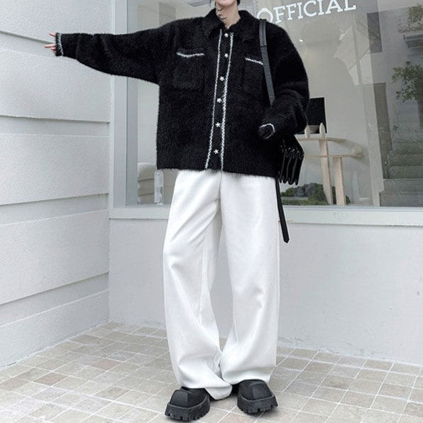 ブラッシュド ボタンニットセーター