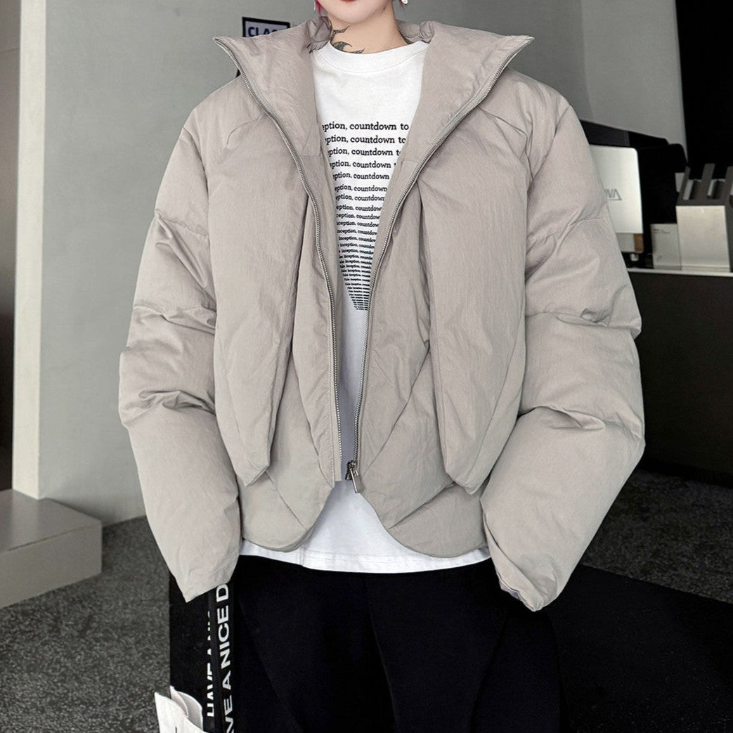 フェイクツーピース コットンパディング スタンドジャケット