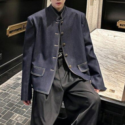 スタンドカラー デニムショートジャケット