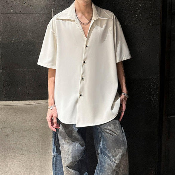 ダイアゴナルボタン ハーフスリーブシャツ