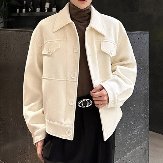 ドロップショルダー ウールオーバー ショートジャケット