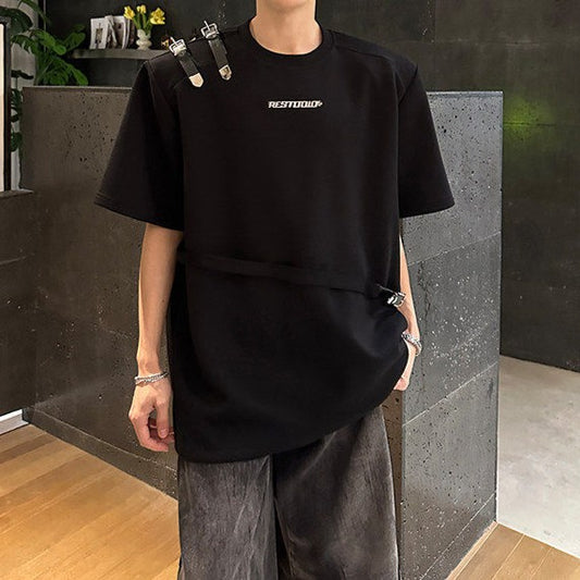 ツインバックル パッドショルダー ハーフスリーブＴシャツ