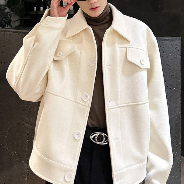 ドロップショルダー ウールオーバー ショートジャケット