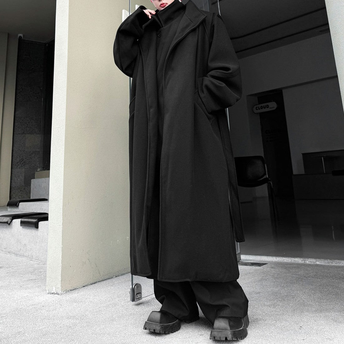 フェイクレイヤード ウールオーバーコート