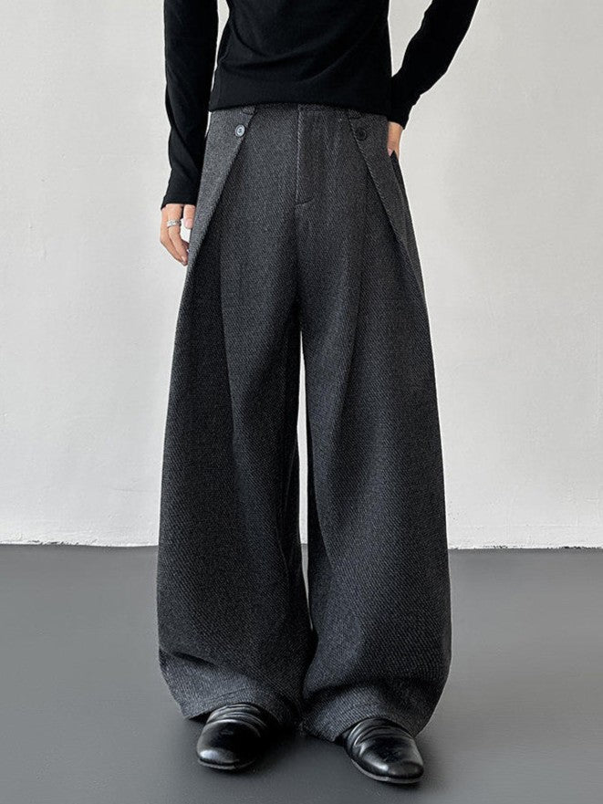 プリーツデザイン ウールワイドパンツ