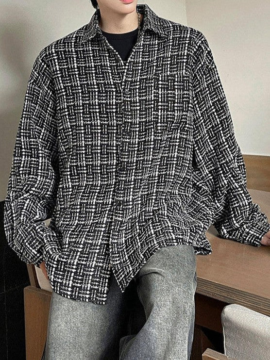 レトロチェックドパターン ロングスリーブシャツ