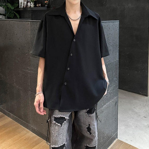 ダイアゴナルボタン ハーフスリーブシャツ
