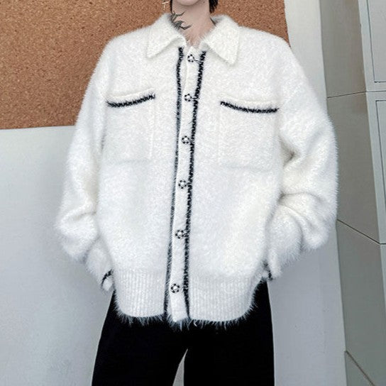 ブラッシュド ボタンニットセーター