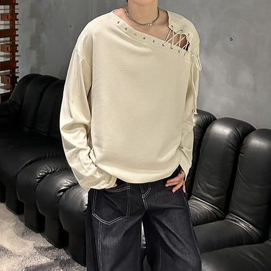 オフショルダータイアップ ロングスリーブTシャツ
