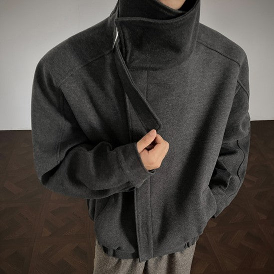 ハイスタンドカラー ウール ショートジャケット